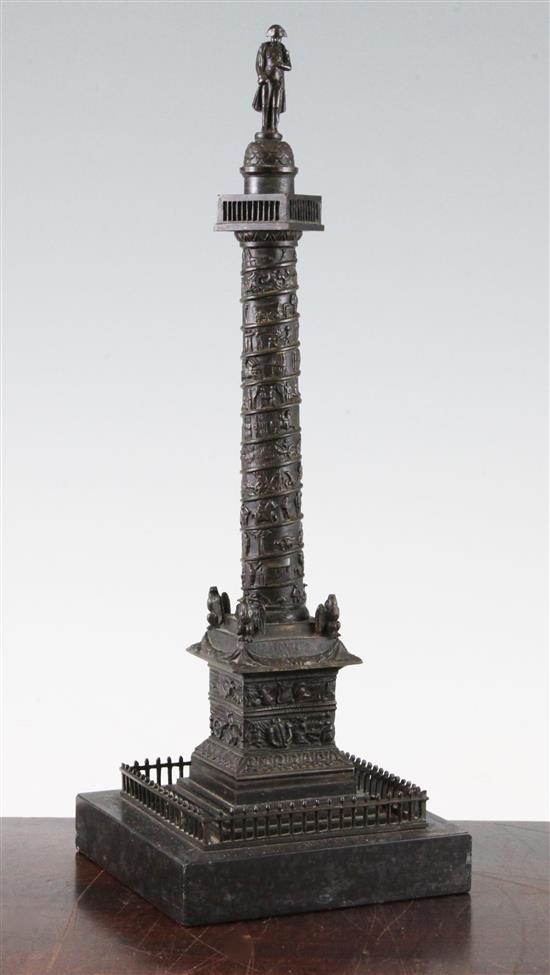 A late 19th / early 20th century bronze model of The Vendome Column, 12in.